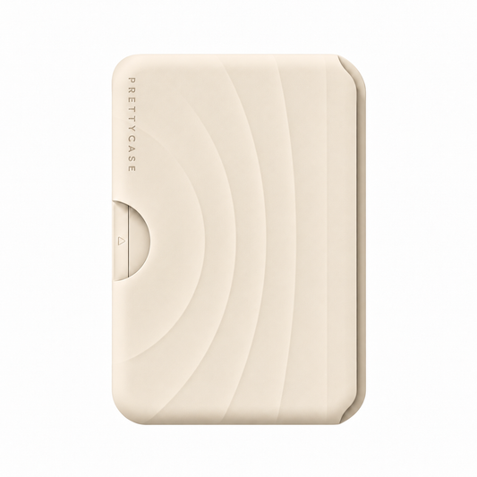 Cream MagSafe Ripple wallet