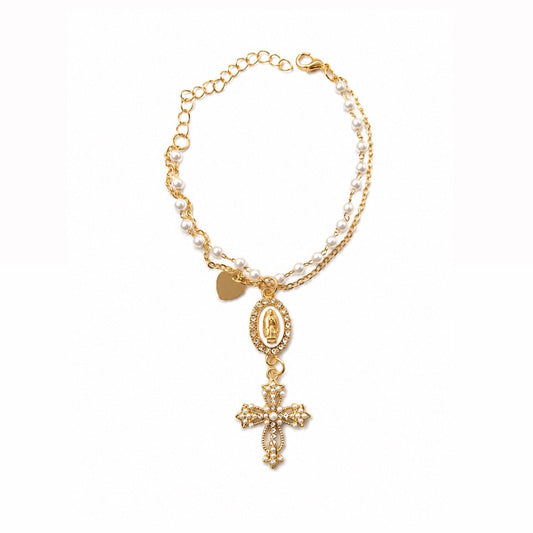 Pearl Cross Car Charm